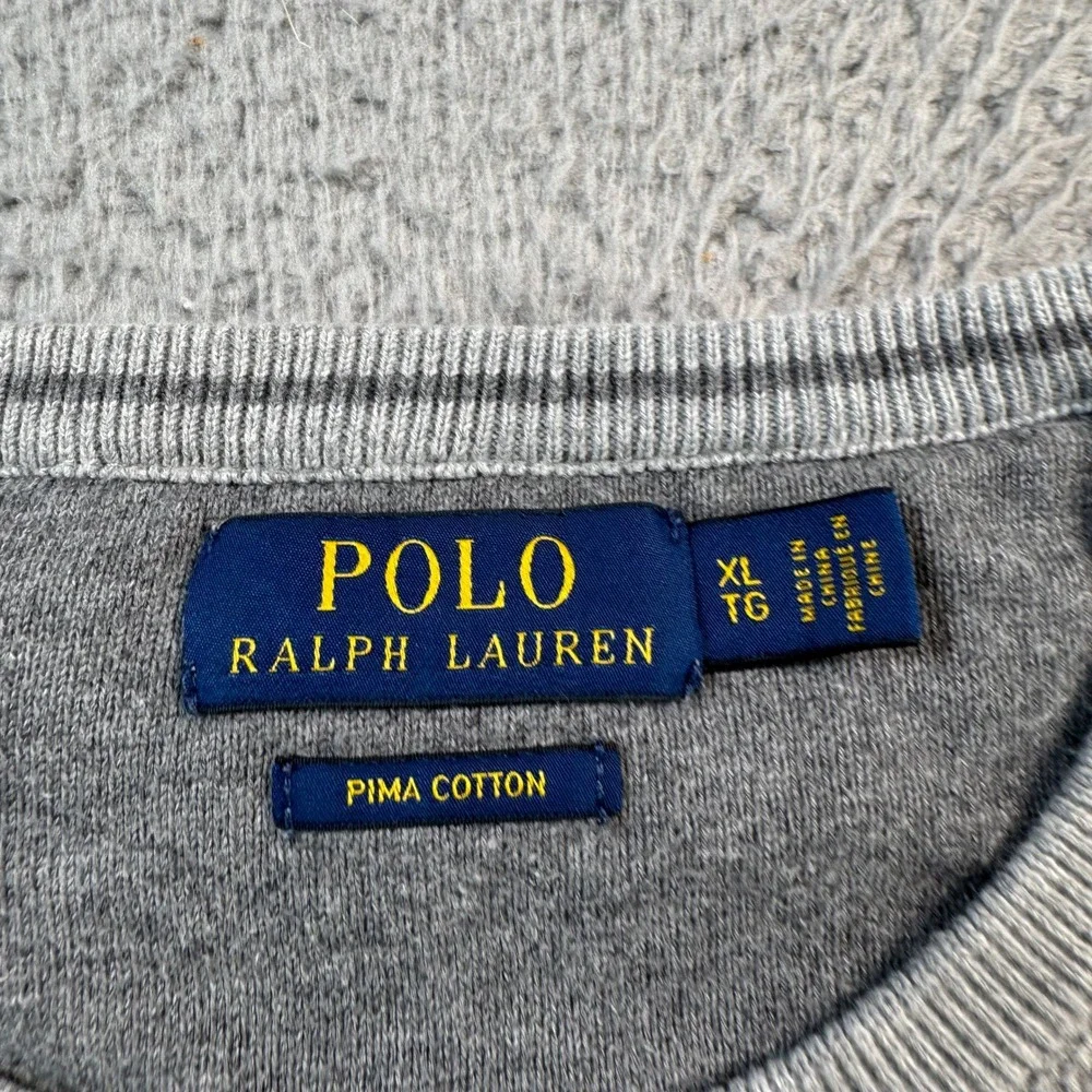 Polo Ralph Lauren Mens XL Gray Pima Cotton Crew Neck Textured Sweater 11084